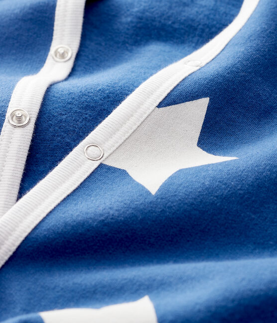 Pijama de muletón azul con estrellas para bebé azul MAJOR/blanco ECUME