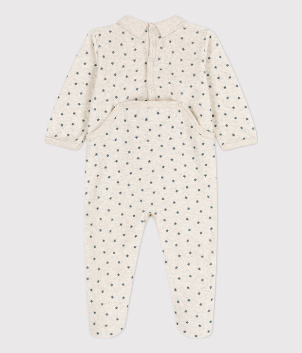 Pelele de terciopelo con estrellas para beb&eacute; beige/gris