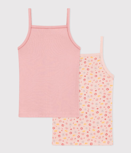 Juego de 2 camisetas de tirantes infantiles de algodón con flor variante 1