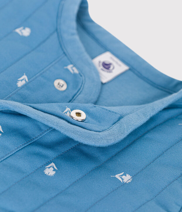 Chaqueta acolchada de algod&oacute;n para beb&eacute; con estampado de florecitas azul/blanco