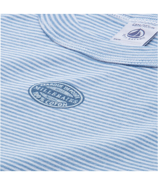 Pijama corto para niño mil rayas azul ALASKA/blanco ECUME