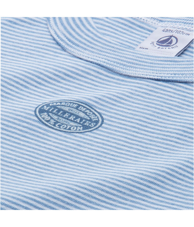 Pijama corto para ni&ntilde;o mil rayas azul/blanco