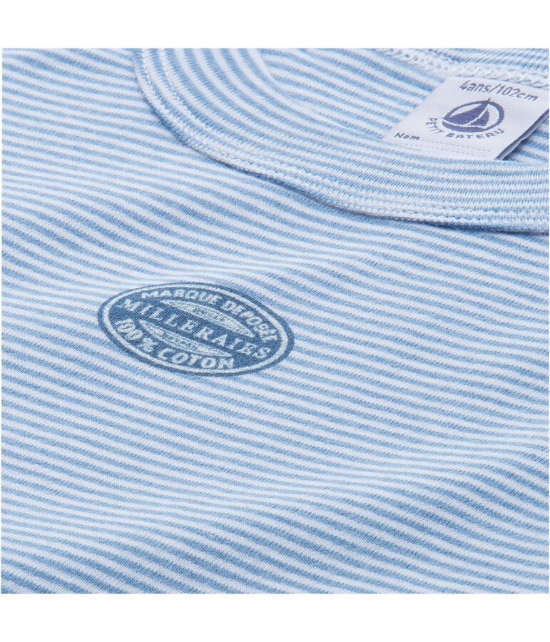 Pijama corto para ni&ntilde;o mil rayas azul/blanco