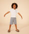 Bermudas de tela de algodón a rayas para niño azul MEDIEVAL/blanco MARSHMALLOW