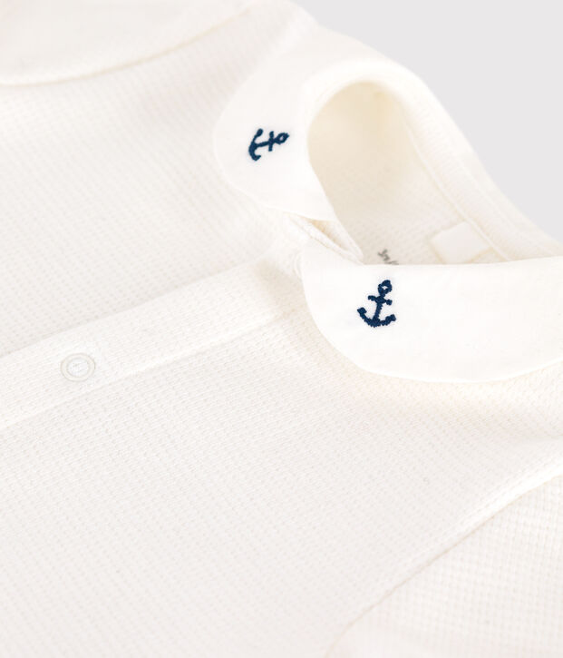 Pelele de beb&eacute; de algod&oacute;n con cuello bordado blanco