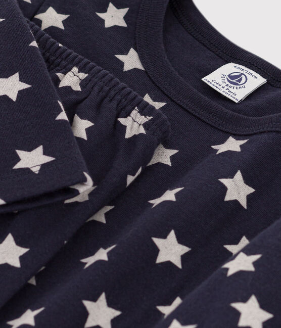 Pijama de túbico con estrellas para niño/niña azul SMOKING/blanco MARSHMALLOW
