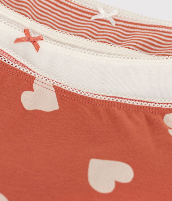 Juego de 3 «culottes» de algodón con corazón de niña variante 1