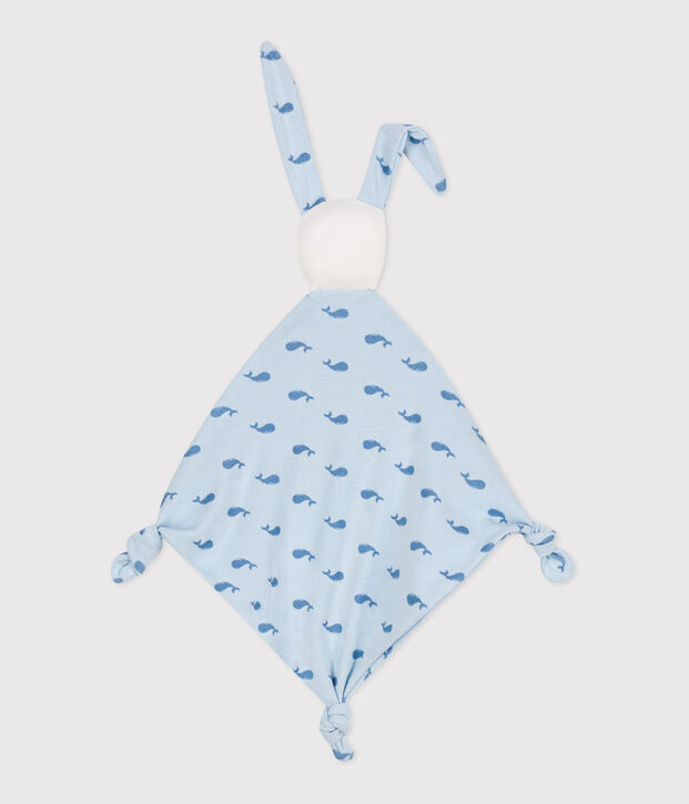 Doudou de algod&oacute;n estampado para beb&eacute; azul/azul