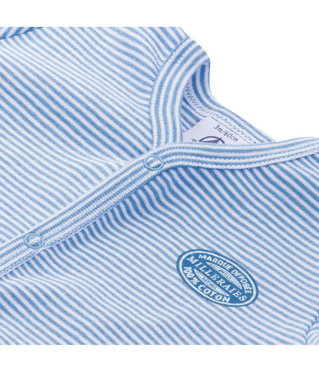 Pijama milrayas sin pies para beb&eacute; ni&ntilde;o azul/blanco