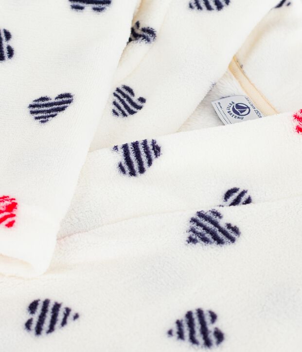 Bata polar infantil estampada blanco/multicolor