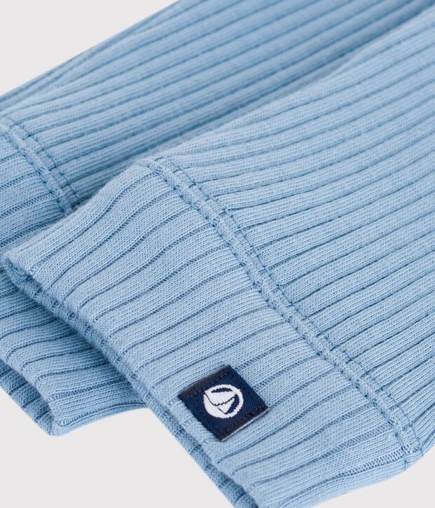 Leggings lisos de algod&oacute;n para beb&eacute; azul