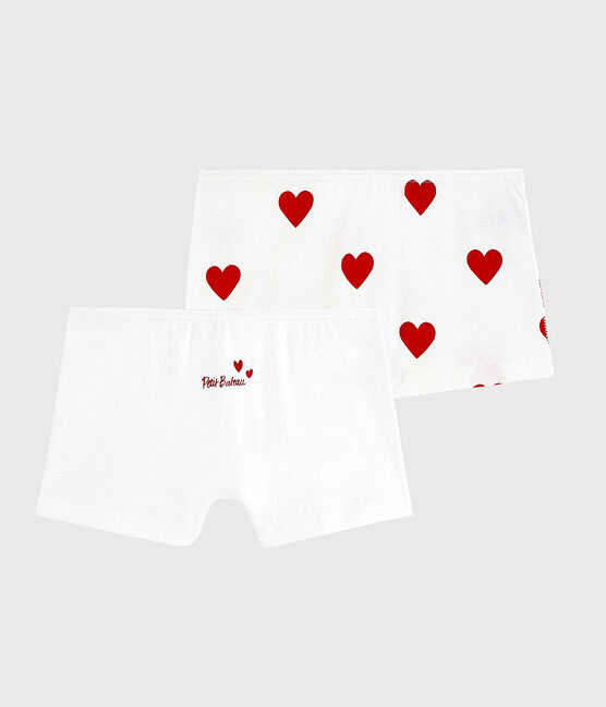 Juego de 2 culottes de niña de algodón con corazones variante 1