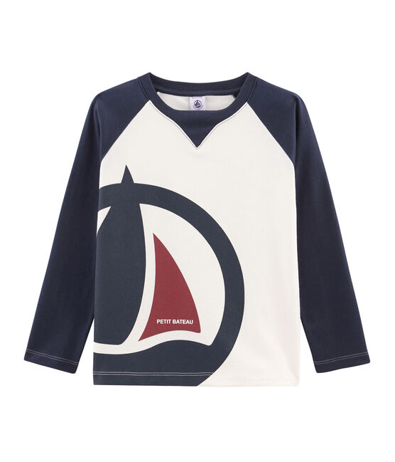 Camiseta de manga larga para niño blanco MARSHMALLOW/azul SMOKING