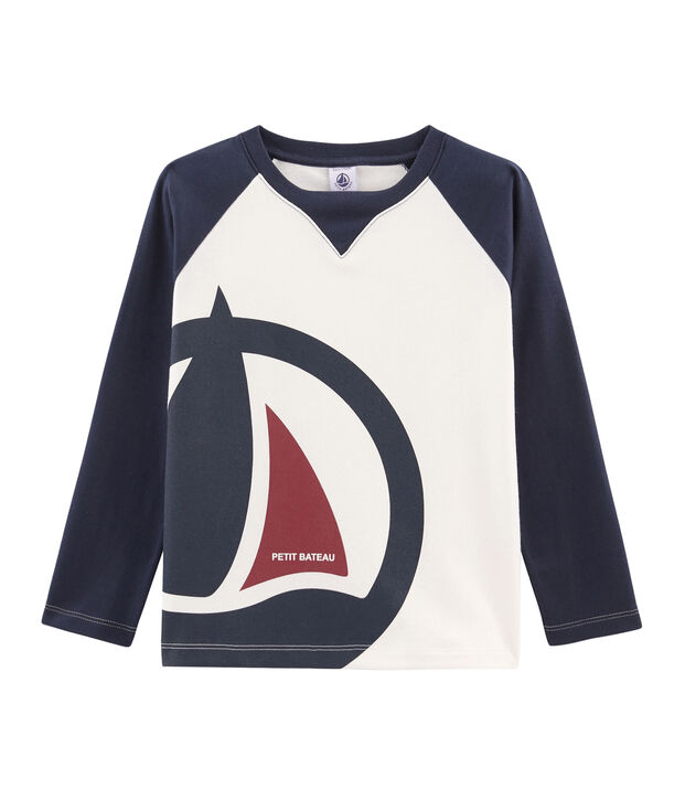 Camiseta de manga larga para ni&ntilde;o blanco/azul