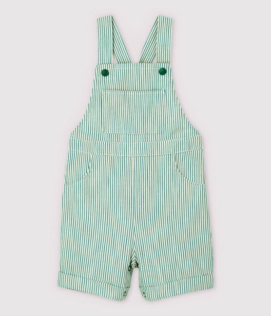 Peto corto de sarga irresistible de bebé niño blanco MARSHMALLOW/verde GAZON