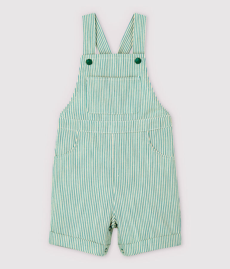 Peto corto de sarga irresistible de beb&eacute; ni&ntilde;o blanco/verde