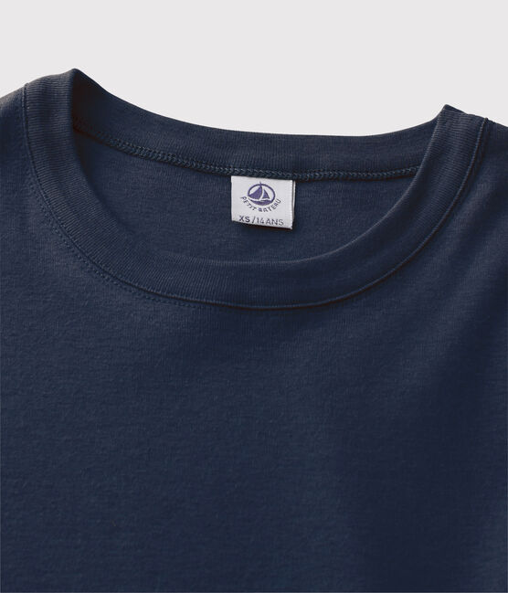 Camiseta de cuello redondo emblemática de algodón de mujer azul SMOKING
