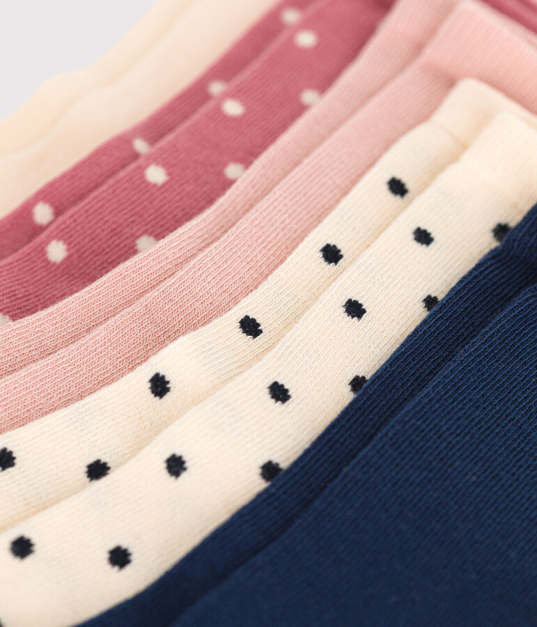 5 pares de calcetines infantiles de algod&oacute;n con lunares multicolor