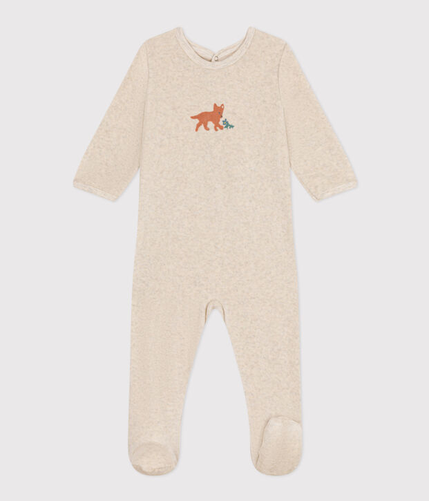 Pijama de terciopelo para beb&eacute; beige