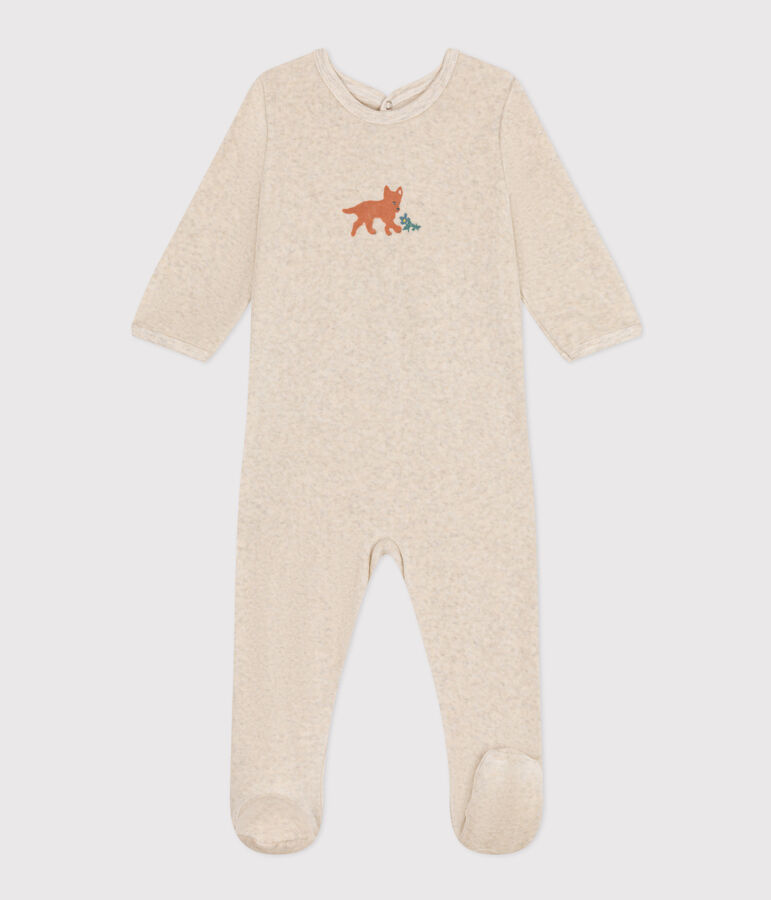 Pijama de terciopelo para beb&eacute; beige