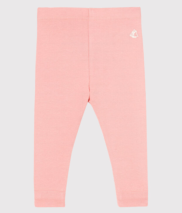 Legging de punto 1 x 1 liso para beb&eacute; ni&ntilde;a. rosa