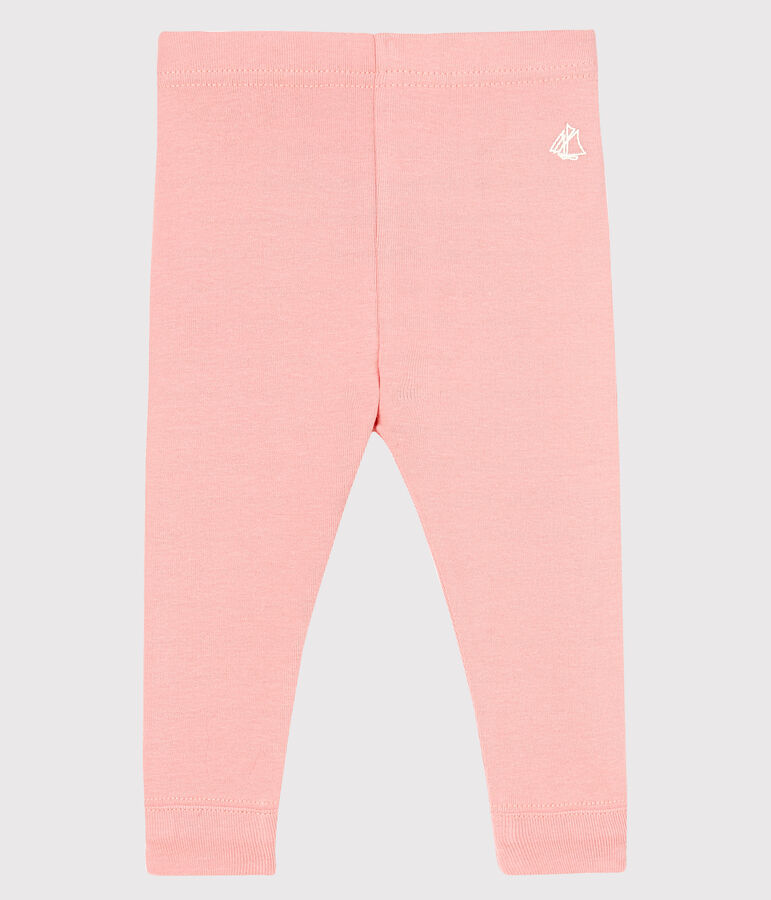 Legging de punto 1 x 1 liso para beb&eacute; ni&ntilde;a. rosa CHEEK