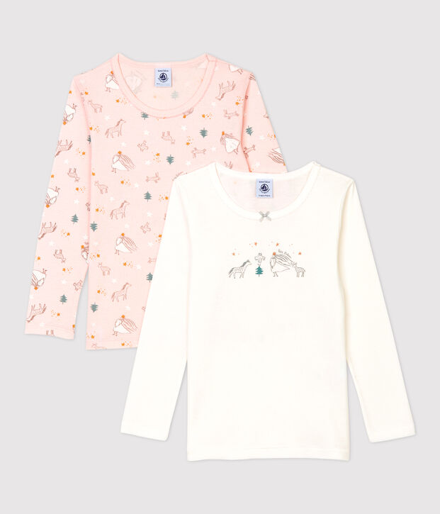 Juego de 2 camisetas de manga larga con estampado de princesas de ni&ntilde;a de algod&oacute;n multicolor