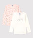 Juego de 2 camisetas de manga larga con estampado de princesas de niña de algodón