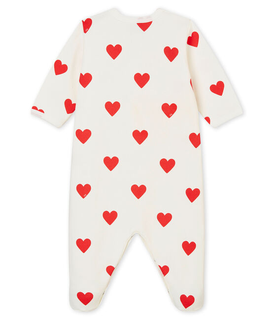 Pijama de muletón para bebé niña blanco MARSHMALLOW/rojo TERKUIT