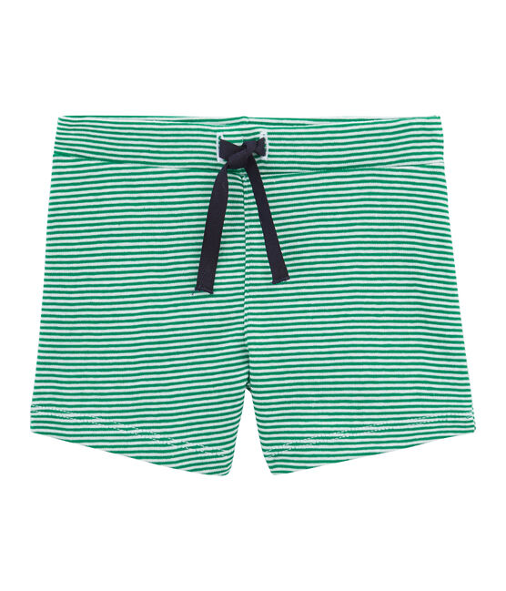 Pantalones cortos de rayas para bebé niño verde PIVERT/blanco MARSHMALLOW