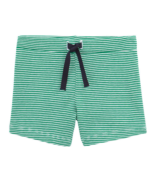 Pantalones cortos de rayas para beb&eacute; ni&ntilde;o verde/blanco