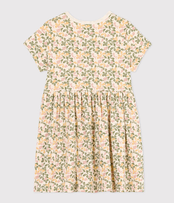 Vestido estampado de manga corta de algodón para niña blanco AVALANCHE/ MULTICO