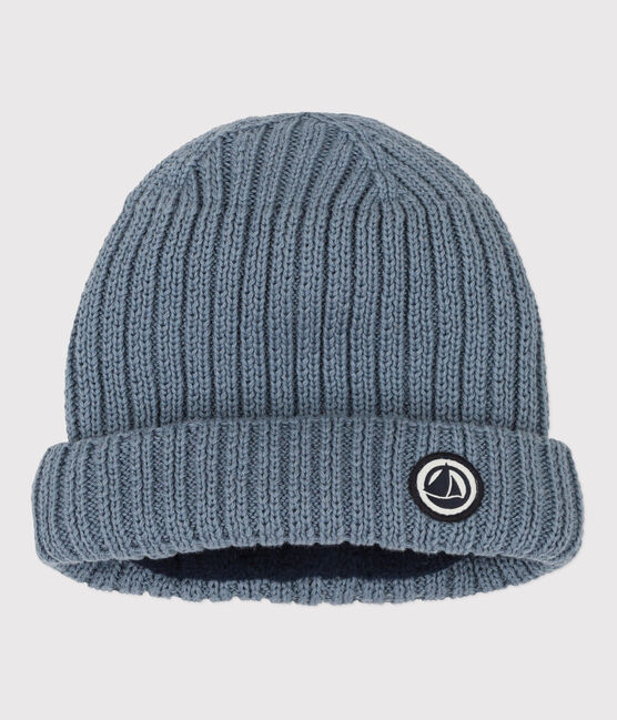Gorro de punto tricotado con forro polar reciclado para bebé azul ROVER