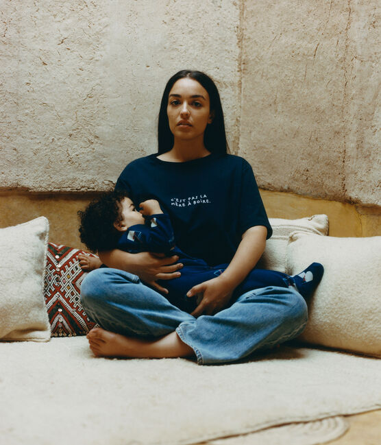 Camiseta de lactancia Tajinebanane x Petit Bateau azul SMOKING