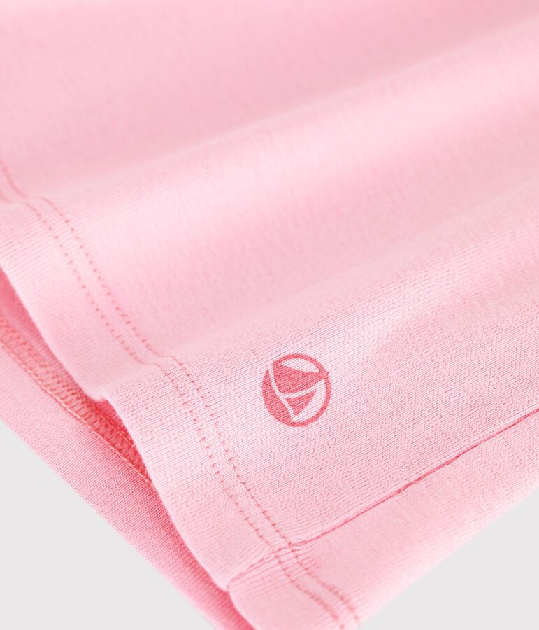 Camiseta infantil lisa de manga corta de algod&oacute;n rosa