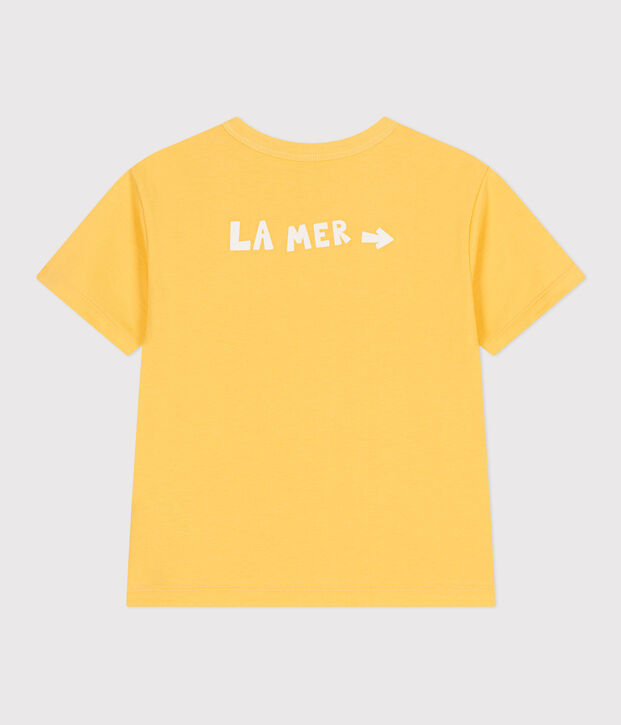 Camiseta infantil de manga corta de algod&oacute;n con estampado amarillo