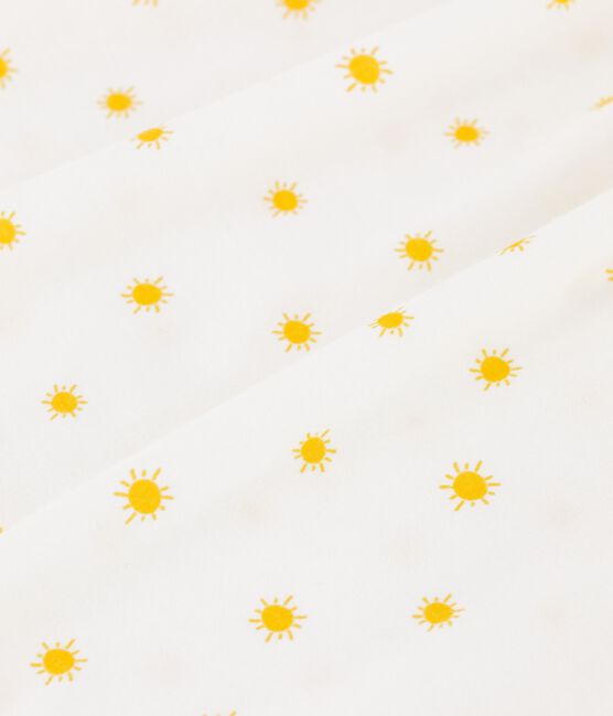 Camisón de manga corta con soles de algodón de niña blanco MARSHMALLOW/ ORGE