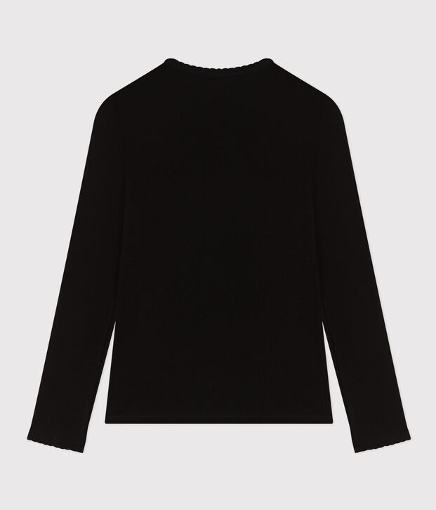 Camiseta L'ICONIQUE de algod&oacute;n de punto cocotte para mujer negro