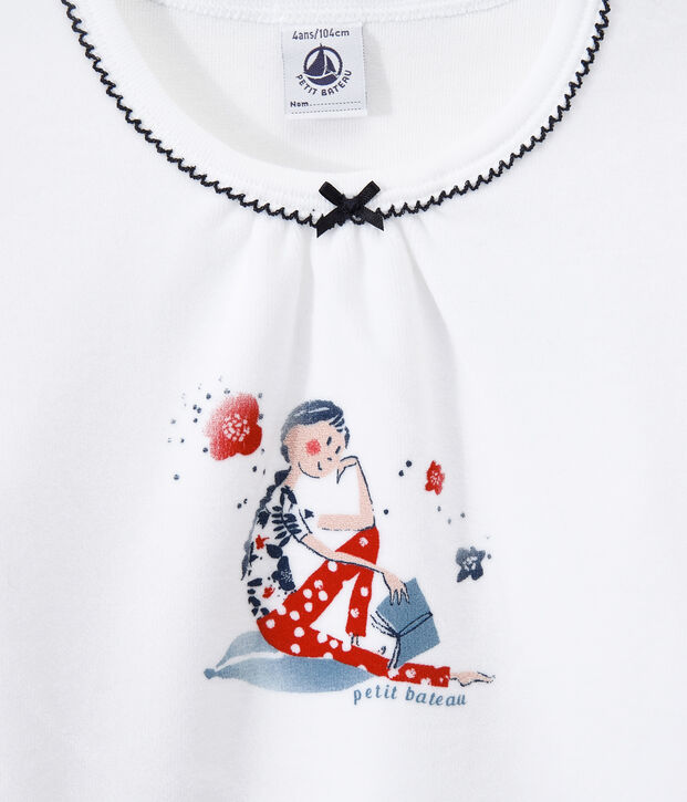 Pijama de terciopelo para ni&ntilde;a azul/blanco