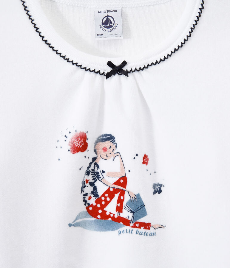 Pijama de terciopelo para ni&ntilde;a azul/blanco