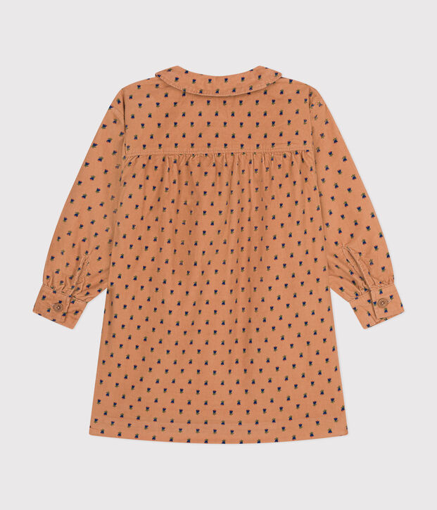 Vestido de manga larga de terciopelo con flores de ni&ntilde;a rosa/multicolor