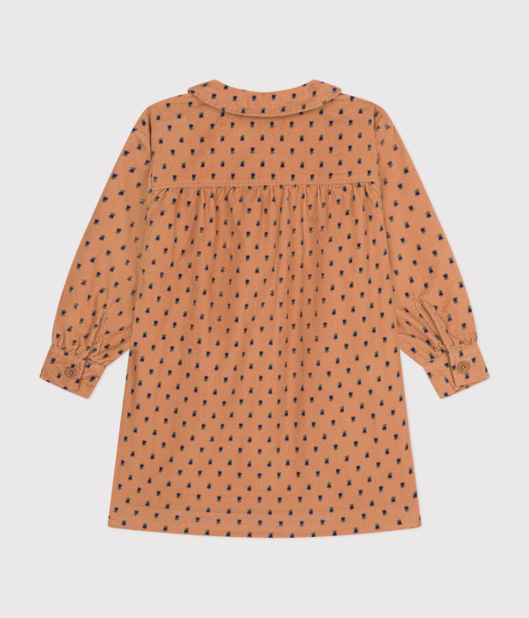 Vestido de manga larga de terciopelo con flores de ni&ntilde;a rosa/multicolor