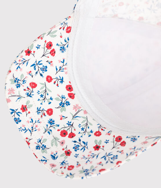 Gorra de tela con estampado de flores para niña blanco MARSHMALLOW/blanco MULTICO