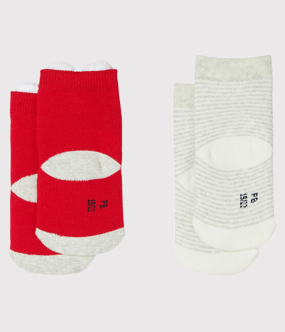 Lote de 2 pares de calcetines para bebé unisex rojo TERKUIT