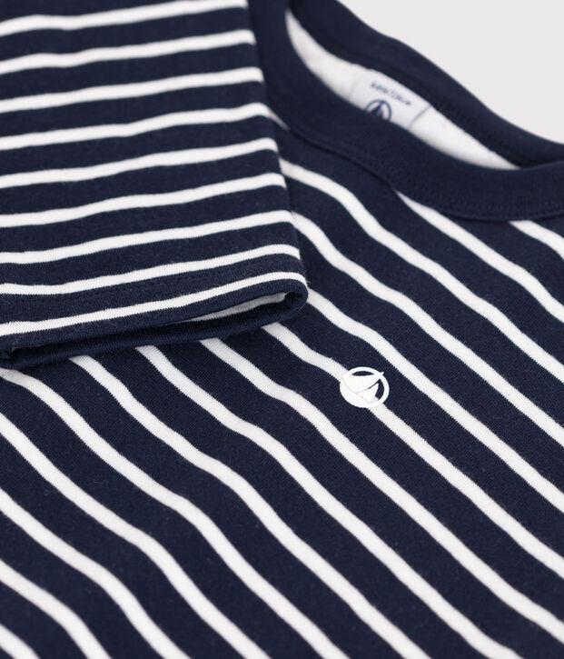 Camiseta de manga larga de t&uacute;bico para ni&ntilde;o. azul/blanco