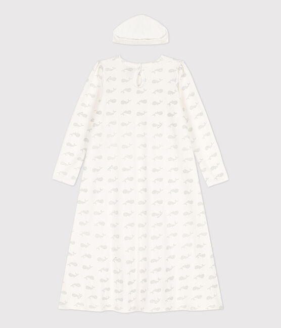 Camisón niña en terciopelo blanco MARSHMALLOW/gris ARGENT