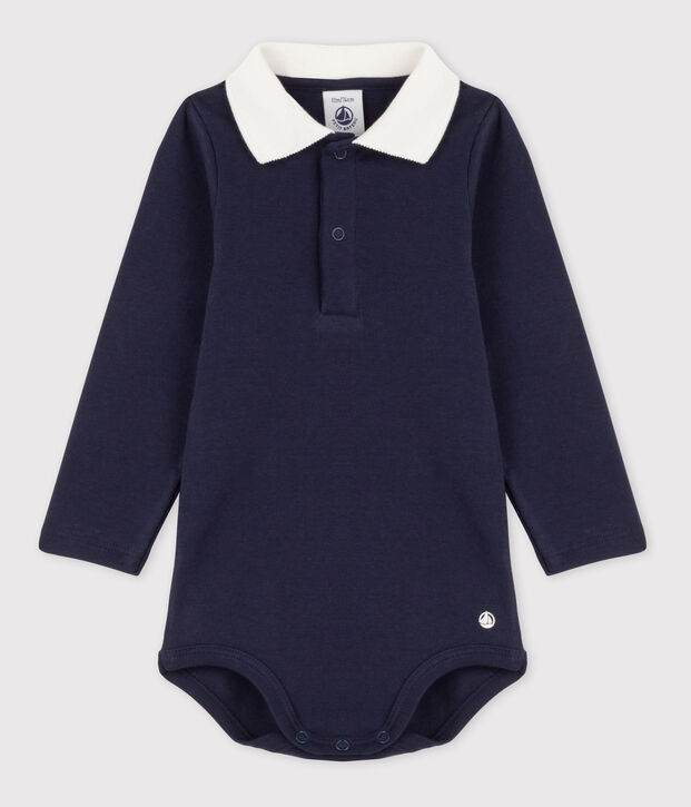 Body liso de algod&oacute;n con cuello de polo para beb&eacute; SMOKING
