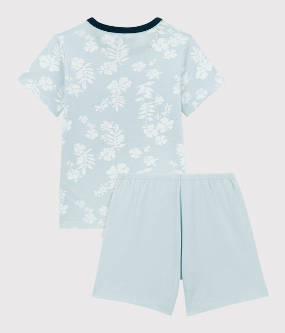Pijama corto hawaiano azul de algodón de niño PLEINAIR/ MARSHMALLOW