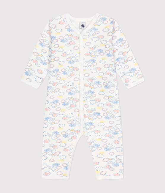 Pijama sin pies de algodón para bebé blanco MARSHMALLOW/blanco MULTICO