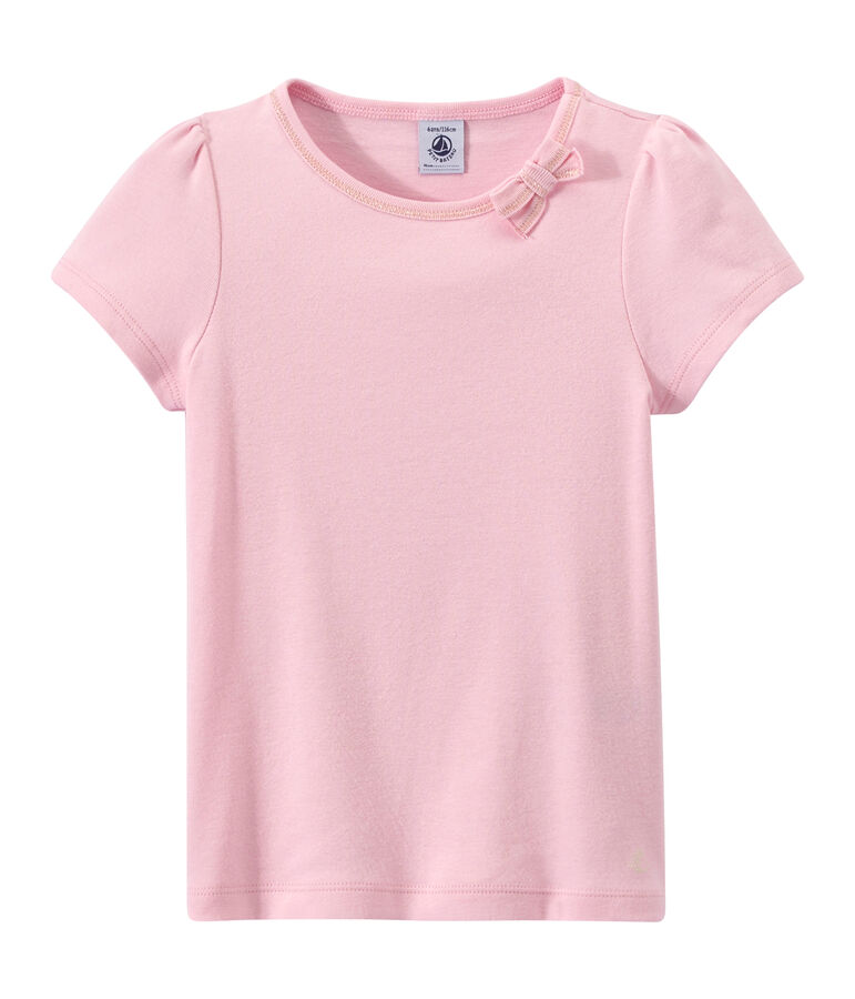 Camiseta de ni&ntilde;a con lazo rosa